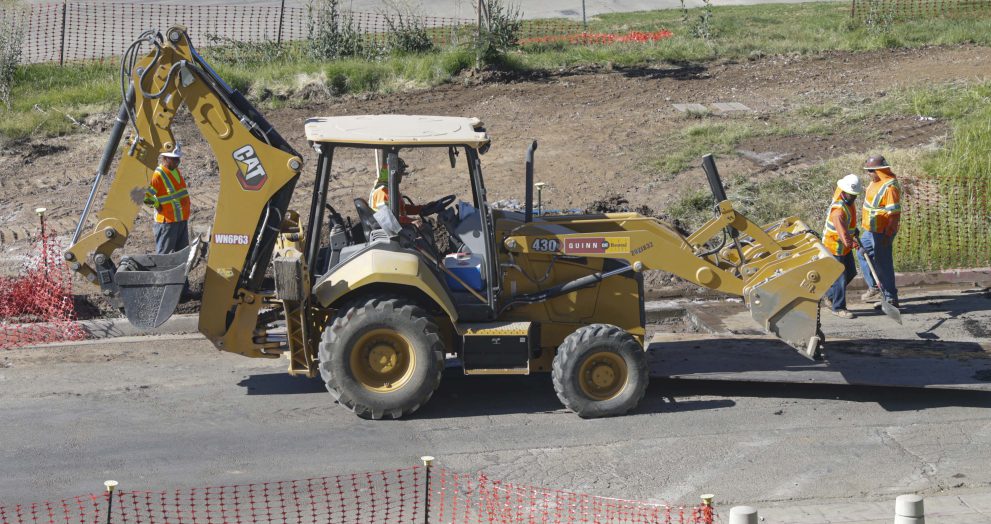 Heavy equipment working the grounds at Fresno State